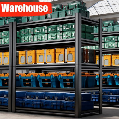 Garage Storage Shelves Heavy Duty 3500 LBS Capacity Metal Garage Shelving, Adjustable 5 Tier Steel Industrial Shelving Units for Utility Room, Warehouse and Basement, Black