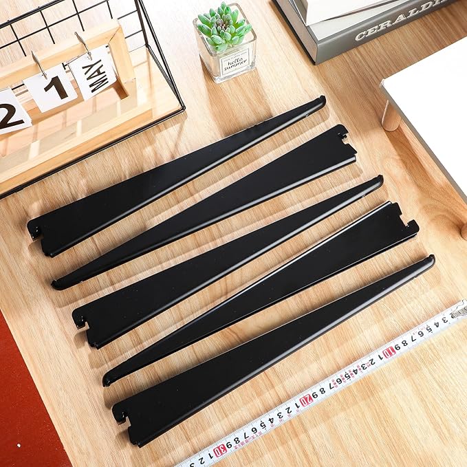 20 Pcs Adjustable Shelf Brackets for Double Track System Closet Organization Heavy Duty Wire Shelf Brackets(Black,14.5 Inch)
