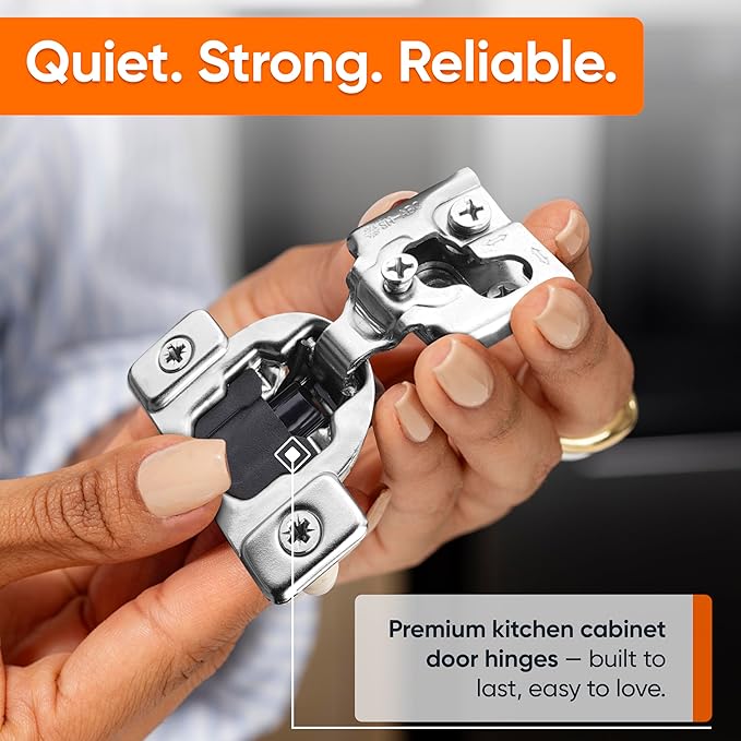 Decobasics 4 Pack Soft Close Cabinet Hinges – 5/8" Overlay for Kitchen Cabinet Doors, Face Frame Concealed Hidden Hinges – Stainless Steel, Self-Closing with 3-Way Adjustment & Slow Close Damper