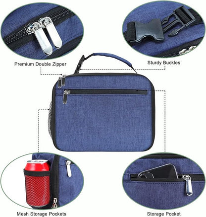Kids Lunch Box for Boys Girls Lunch Bag Insulated Durable Lunchbox Children Lunch Tote Bag for School Dark Blue