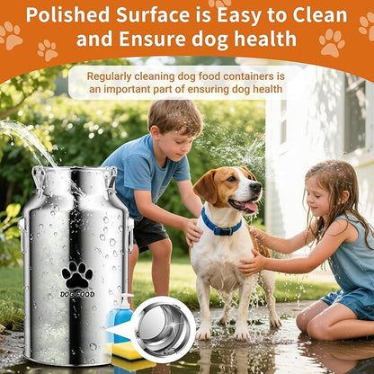 Metal Dog Food Storage Container, 30Lbs Dog Food Storage Tank, Multifunctional Storage Bin with Sealed Lid and Spoon, Pet Food Storage Container for Dogs and Cats, Keeping Fresh and Easy to Clean