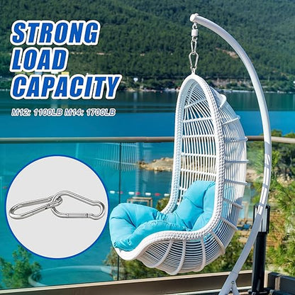 Large Carabiner Clip Hooks, 4pcs 7 inch Carabiners Heavy Duty, 304 Stainless Steel Spring Snap Hook Fits Camping Hanging Hiking Weight Lifting, Metal Clips for Rope or Chain