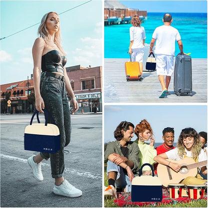 DALINDA Lunch Bag Women, Lunch Box for Women Men Reusable Insulated Lunch Tote Bag, Handbags Case High Capacity for Travel Work Picnic,white blue