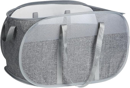 100L Collapsible Laundry Baskets, Tear Proof Pop Up Laundry Hamper with Dual Handles, Large Foldable Laundry Basket, Easy to Carry Laundry Hamper for Home, Laundry Room, Bedroom, Dorm, Travel Grey