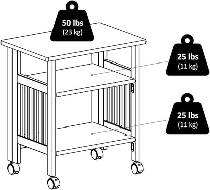 Winsome Mission 2-Shelf Wood Mobile Printer Stand, Brown (81628)