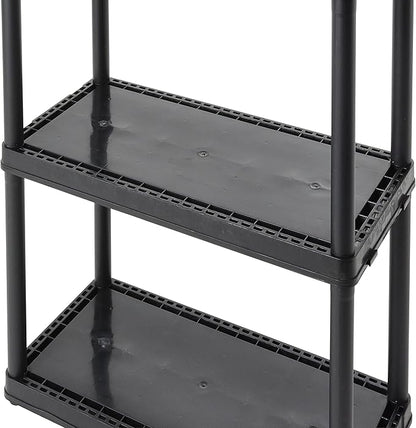Gracious Living 3 Shelf Fixed Height Light Duty Storage Unit 12 x 24 x 33" Organizer System for Home, Garage, Basement, & Laundry, Black (2 Pack)
