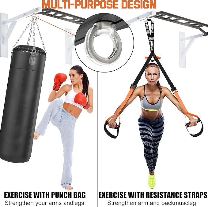 Upgrade Pull Up Bar Wall Mounted,Heavy Duty Multi Grip Chin Up Bar for Strength Training, 600 lbs Capacity, Durable Steel Construction, Perfect for Home and Garage Workouts