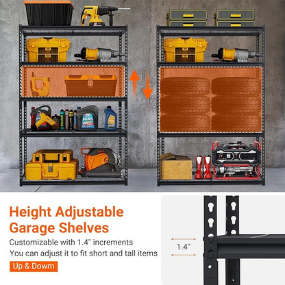 GarveeHome Garage Shelving, Heavy Duty Garage Shelving 48" L x 18" W x 72" H, 2500 LBS Load Bearing Storage Shelves Adjustable, Durable Metal Storage Shelves, Easy Assemble for Garage, Basement