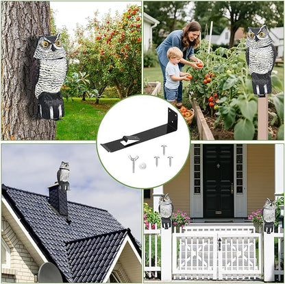 4 Pack Owl Mounting Bracket – Metal Bracket with Secure Clip Heavy Duty Owl Attachment Post Mount for Plastic Garden Owls