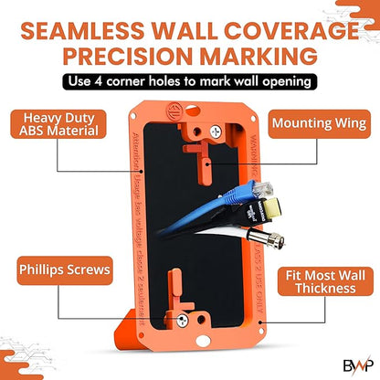 BWP Low Voltage Mounting Bracket 1 Gang, 10 Pack for Single Gang Wall Plate, Telephone Wires, Network Cables, HDMI, Coaxial, Speaker Cables - Low Voltage Box Cable Wall Plate Bracket, Mud Ring