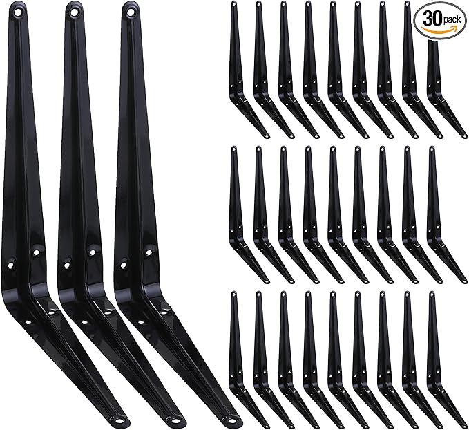 HEART ART 30 Pack Shelf Brackets - 12 Inch Heavy Duty, Floating L Brackets, Metal for Wall, 12'L x 10'H x1.8'W