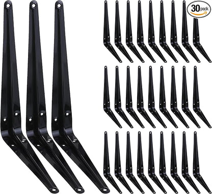 HEART ART 30 Pack Shelf Brackets - 12 Inch Heavy Duty, Floating L Brackets, Metal for Wall, 12'L x 10'H x1.8'W
