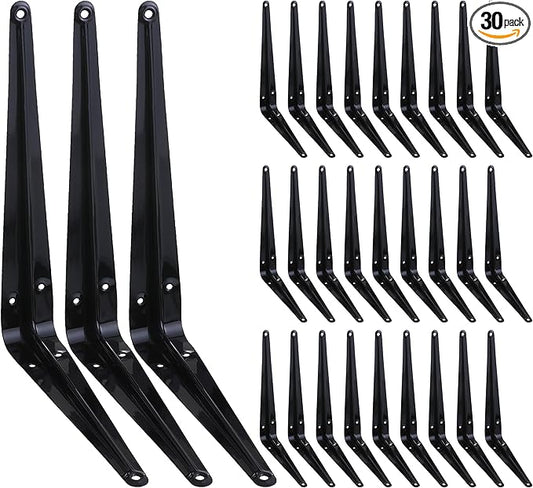 HEART ART 30 Pack Shelf Brackets - 12 Inch Heavy Duty, Floating L Brackets, Metal for Wall, 12'L x 10'H x1.8'W