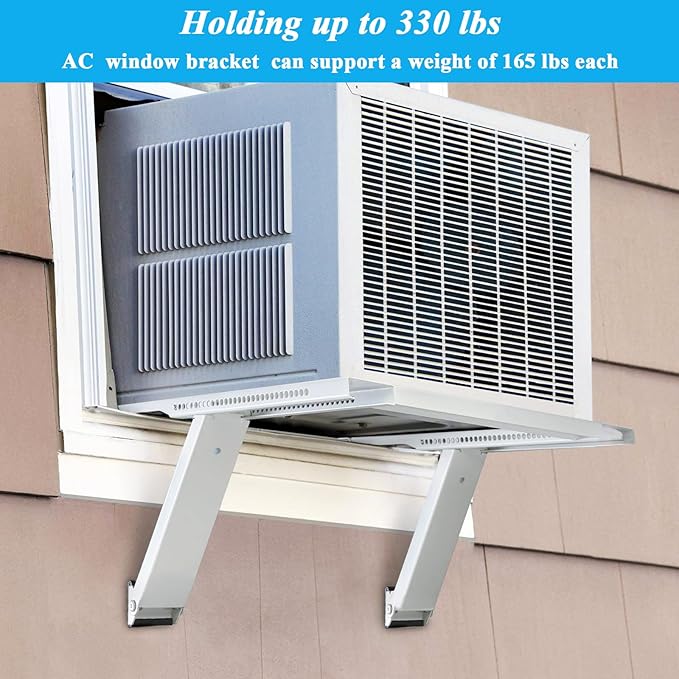 2 Pack Window Air Conditioner Support Bracket, Wall Mounting Unit Window Stand Mount AC Brackets Support, Universal for 5,000-24,000 BTU AC Units, Up to 165lbs