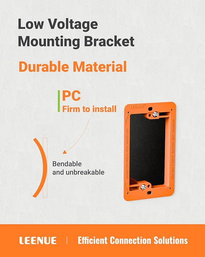 Low Voltage Mounting Bracket 1 Gang for Ethernet Wall Plate, Low Voltage Box for Telephone Cord, Network Cable, Hdmi Cable, Coax Cable, and Speaker Wire, 6 Pack