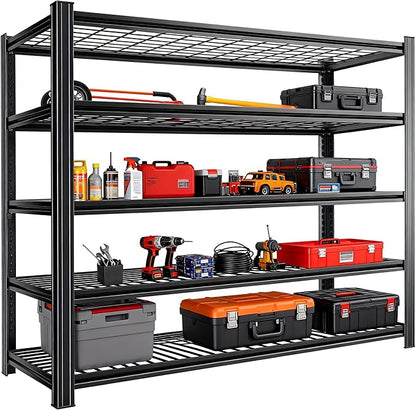Garage Shelving, Heavy Duty 5-Tier Wire Shelving Unit, 72" H x 48" W x 24" D, 2500 lbs Load Capacity Storage Shelves, Adjustable Metal Shelves for Garage, Kitchen, and Pantry Storage