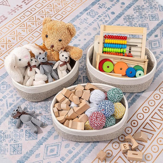 CubesLand Baskets for Shelves Storage,Cube Shelf Closet Storage Bins Set 2,Long-lasting &Skin-friendly Toy Basket Bin,Stylish Room Decor Basket,Woven Off White/Light Brown