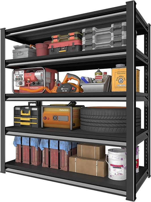 48''W Garage Shelves Heavy Duty - 2,750Lbs Steel Metal Adjustable Utility Storage Shelving Rack Units 48" W x 18" D x 78" H 5 Tier Black