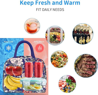 DALINDA Lunch Bag Lunch Box for Women Men Reusable Insulated Lunch Tote Bag,Leakproof Thermal Cooler Sack Food Handbags Case High Capacity for Travel Work Picnic Beach,Orchid3