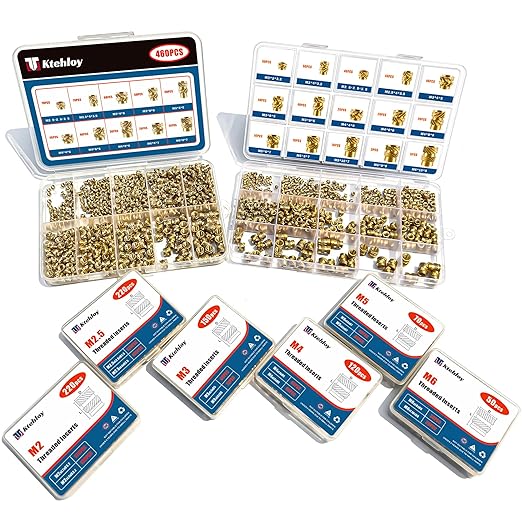 120Pcs M4 Threaded Inserts, M4 Female Thread Metric Knurled Nuts Assortment Kit, Brass Heat Set Insert for Plastic and 3D Printing Components (M4x4x6, M4x6x6)