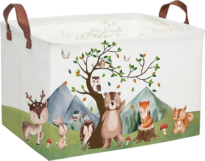 Kids Basket Animal Baskets Cute Storage Bins Rectangular Toy Storage Bin Organizer Book Box ,Animals Room Decor(Mountain animal)