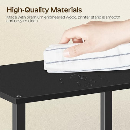 Desktop Printer Stand, 2-Tier Printer Table with Non-Woven Drawer, Multi-Purpose Desk Organizer for Home Office, Under Desk Open Organizer Shelf, Black PS01BB