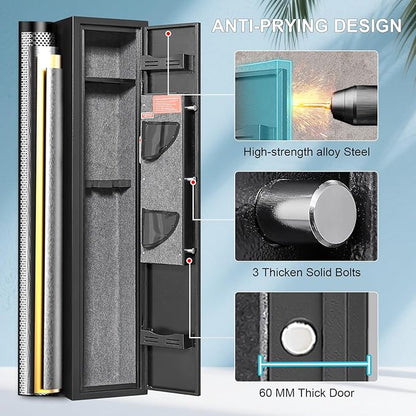 Marcree 2-3 Gun Safe, Gun Safe for Rifles and Pistols, Gun Cabinets for Rifles and Shotguns with Dual Alarm System, Rifle Safe, Gun Safes for Home Rifle and Pistols, No Assembly