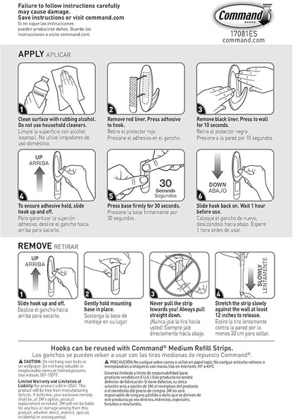 Command Medium Designer Hooks, 2 Hooks and 4 Command Strips, Damage-Free Hanging Wall Hook with Adhesive Strips, No Tools Great for Hanging, Organization and Storage, Holds up to 3 lb