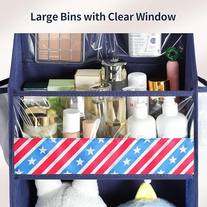Yecaye 6 Tier Over the Door Organizer, Swing-proof Door Organizer Hanging with Clear PVC Windows, Behind the Door Storage for Bedroom Nursery Closet Laundry Pantry Bathroom, Navy Blue