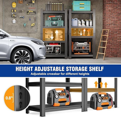 Metal Garage Shelving Unit,Heavy Duty 4-Tier Adjustable Storage Shelves,3000 lbs Capacity,Industrial Shelves for Heavy Tools and Equipment,for Garage,Basement (Black, 35.4" Wx13.8 Dx63 H)