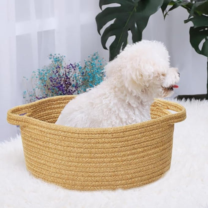 ABenkle Small Basket with Gift Bags and Ribbons, Empty Gift Baskets for Mother's Day, Decorative Boho Rope Woven Nursery Storage Organizer Toy Baskets with Handle for Baby Showers, 12"X 8" X 5"