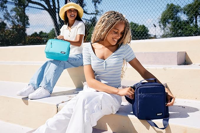 PackIt® Freezable Classic Lunch Box, Retro Wave, Built with EcoFreeze® Technology, Fully Freezable, Collapsible, Reusable, With Zip Front Pocket and Buckle Handle, Designed for Fresh Lunch On the Go