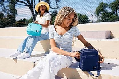 PackIt Freezable Classic Lunch Box, Checker Wave Olive, Built with ECOFREEZE Technology, Collapsible, Reusable, Zip Closure With Zip Front Pocket and Buckle Handle, Designed for Fresh Lunch On the Go