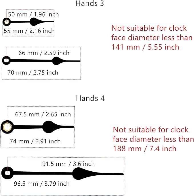 TIKROUND Quartz DIY Wall Clock Movement Mechanisms Battery Powered DIY Repair Parts Replacement with 4 Sets Hands,3/10 Inch Maximum Dial Thickness,29/32 Inch Total Shaft Length.