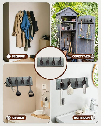Dog Tail Wall Hooks for Hanging - Cast Iron Vintage Wall Decor Coat Rack - Vintage Rustic Design Hat Hooks for Kitchen, Entryway - Handmade Heavy Duty Key Hook