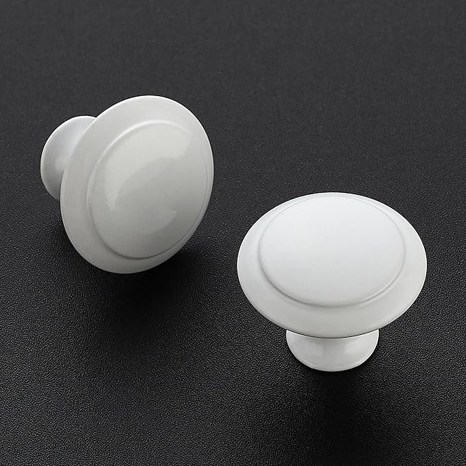JOY DECOR 18 Pack White Cabinet Drawer Hardware 30mm Kitchen Cabinet Knobs Drawer Pulls with Installation Screws for Dressers Kitchens Cupboard