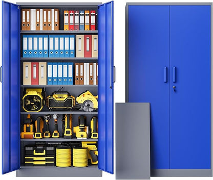 Metal Garage Storage Cabinet,Steel Storage Cabinet with Doors and Adjustbale Shelves,Lockable Tool Cabinet for Garage,Basement,Home Office,School