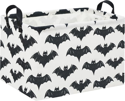 Batman Baskets for Kids Gift Basket Empty for Boys and Girls Rectangular Toy Storage Bins Organizer Bin Box Cute Bat Room Decor for Home(Black Bats)