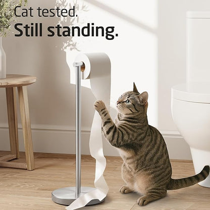 KES Toilet Paper Holder Stand SUS 304 Stainless Steel Rustproof Pedestal Lavatory Tissue Roll Holder Floor Stand Modern Brushed Nickel Finish, BPH283S1-2