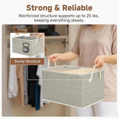 StorageWorks Fabric Storage Bins for Shelves, Storage Baskets for Closet Organization, Organizer Bins for Clothes Storage, Gray, Extra Large, 3-Pack
