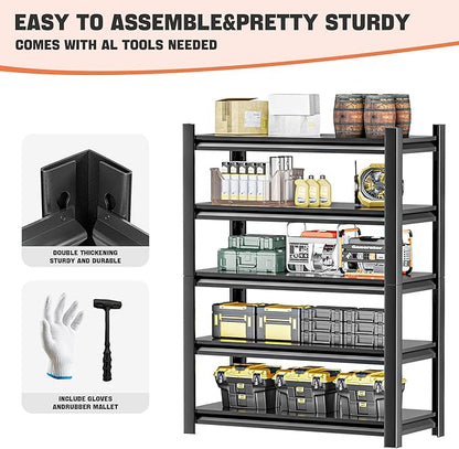 Heavy Duty Garage Shelving,72" Hx48 Wx24 D 5-Tier Storage Shelves,3000 lbs Capacity,Easy Assembly Adjustable Stainless Metal Shelf,Suitable for Garage Basement Office Farmhouse etc（2pcs）