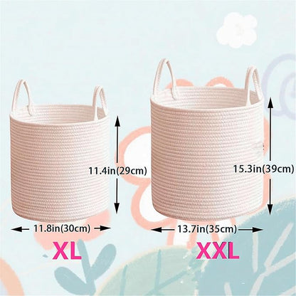 JUPPE Pet Dog Basket with Personalized Name, Dog Toys Storage Organizer Custom Cotton Rope Basket Nursery Decor (XXL Basket)
