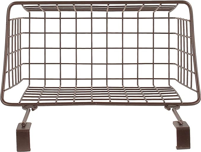 Spectrum Medium Cabinet Door Wire Basket Grid Over Cabinet Organizer Bronze, Hanging Over Cabinet Door Storage Organizer Basket for Kitchen and Bath Cleaning Supplies Washcloths Hand Towels
