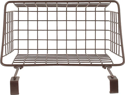 Spectrum Medium Cabinet Door Wire Basket Grid Over Cabinet Organizer Bronze, Hanging Over Cabinet Door Storage Organizer Basket for Kitchen and Bath Cleaning Supplies Washcloths Hand Towels
