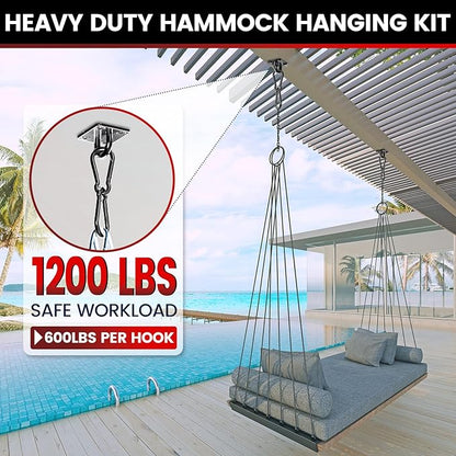 sprookber 304 Stainless Steel Pad Eye Snap Hooks, M8 Heavy Duty Ceiling Hooks, 1200 lb Capacity Hammock Swing Hanging kit, Plant Hangers, Marine Hardware Staple Hook Loop with Screws, Set of 8(Black)