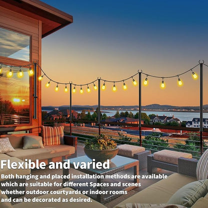 AILBTON 4.8Ft String Light Poles 8 Pack,Light Poles for Outside Lights,Outdoor with Fence Brackets Hanging Lights,Metal Stand Deck Patio Backyard