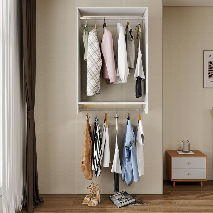 Modern Closet System with Shelves, Modular Wall Mount Organization for Walk In Closets, Durable Storage Solutions, Built In Closet Organizer