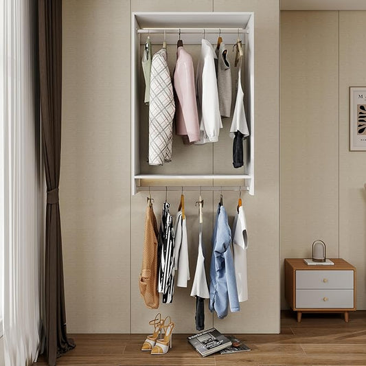 Modern Closet System with Shelves, Modular Wall Mount Organization for Walk In Closets, Durable Storage Solutions, Built In Closet Organizer