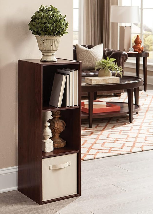 ClosetMaid Cubeicals 3 Cube Storage Shelf Organizer Bookshelf - Vertical/Horizontal, Easy Assembly - Dark Cherry Finish