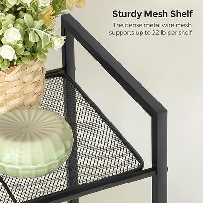 SONGMICS 4-Tier Storage Rack, Bathroom Shelf, Extendable Plant Stand with Adjustable Shelf, for Bathroom, Living Room, Balcony, Kitchen, Black UBSC034B01